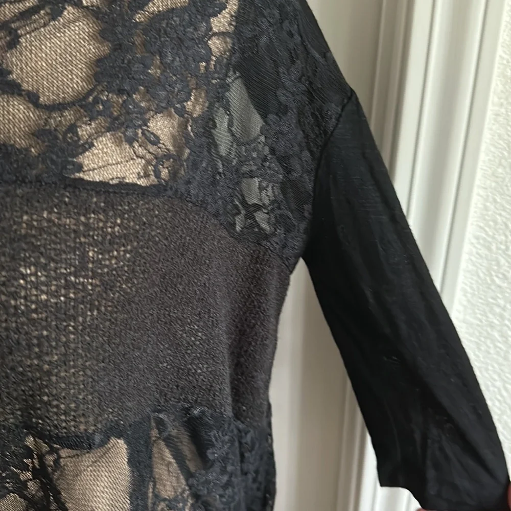 BAR III | Black Lace 3/4 Top | XS